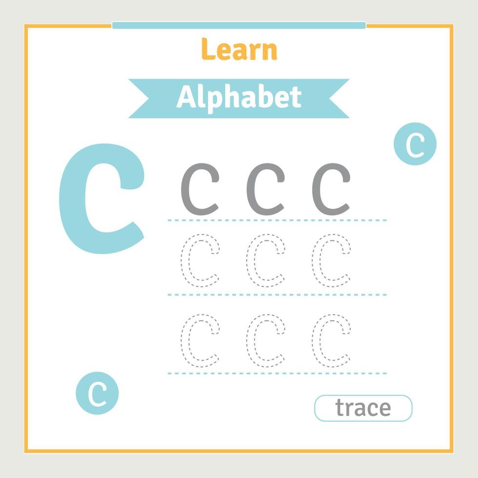 Arbeitsblatt zur Nachverfolgung von Alphabetbuchstaben für Kinder Vorschulalphabetillustration Lernaktivität für Kindergartenkinder Zurück zum Schulalphabet-Malbuch vektor