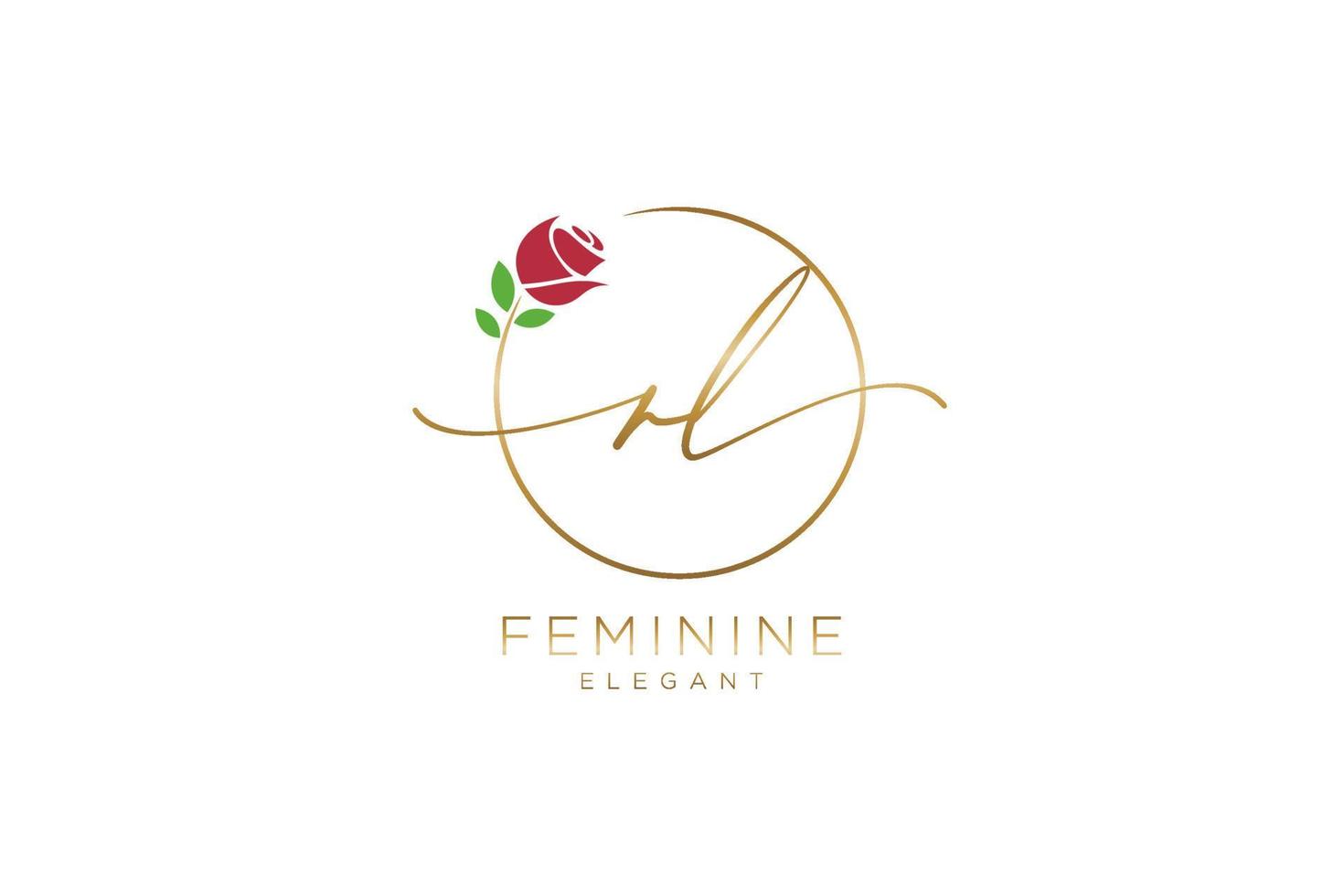 första rl feminin logotyp skönhet monogram och elegant logotyp design, handstil logotyp av första signatur, bröllop, mode, blommig och botanisk med kreativ mall. vektor