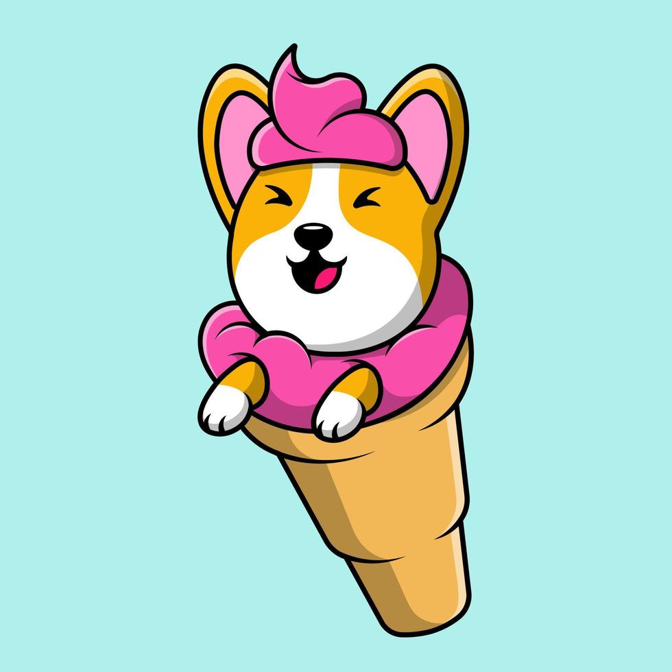 söt corgi hund is grädde tecknad serie vektor ikoner illustration. platt tecknad serie begrepp. lämplig för några kreativ projekt.