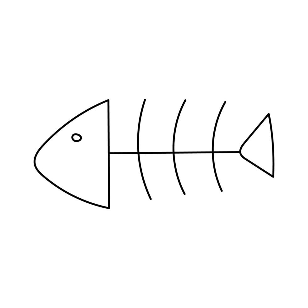 hand dragen vektor illustration av fisk skelett