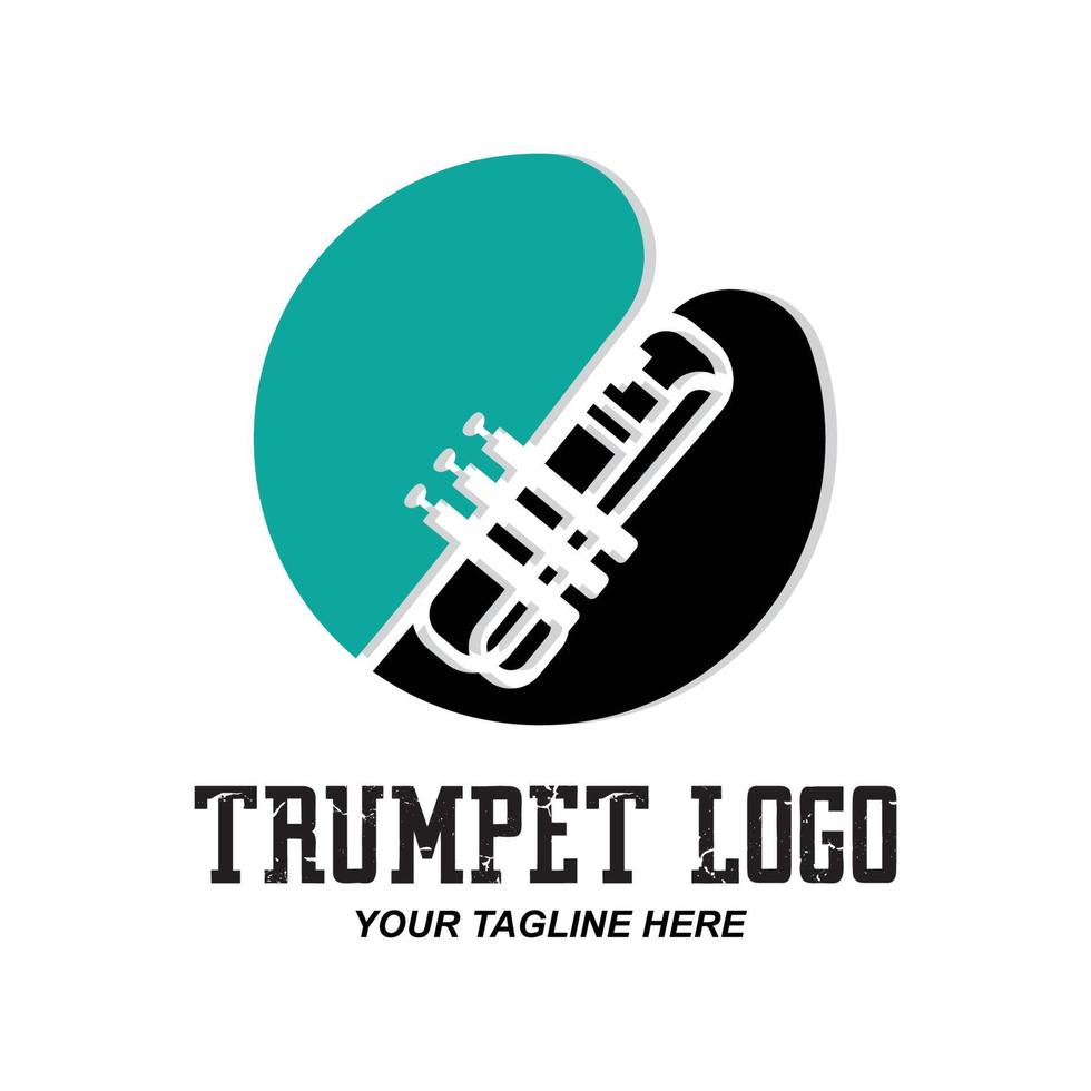 Trompetenlogodesign, erzeugen Melodie, Musikinstrumentvektorskizzenillustration vektor