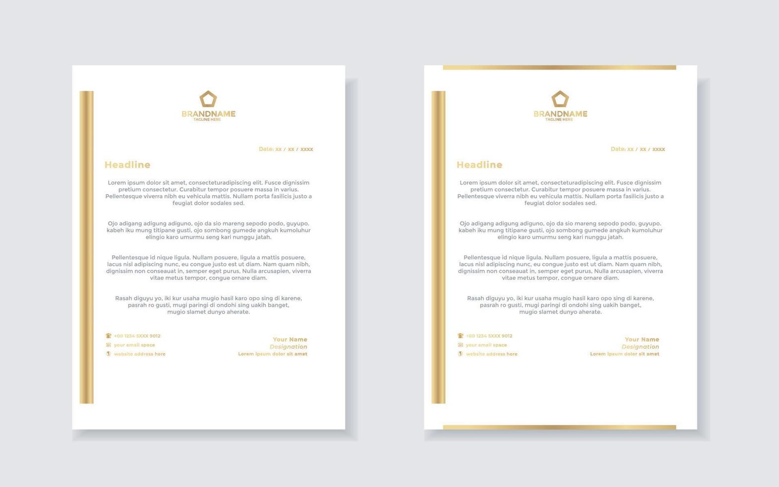 guld lyx brev design mall för företag brevpapper design vektor