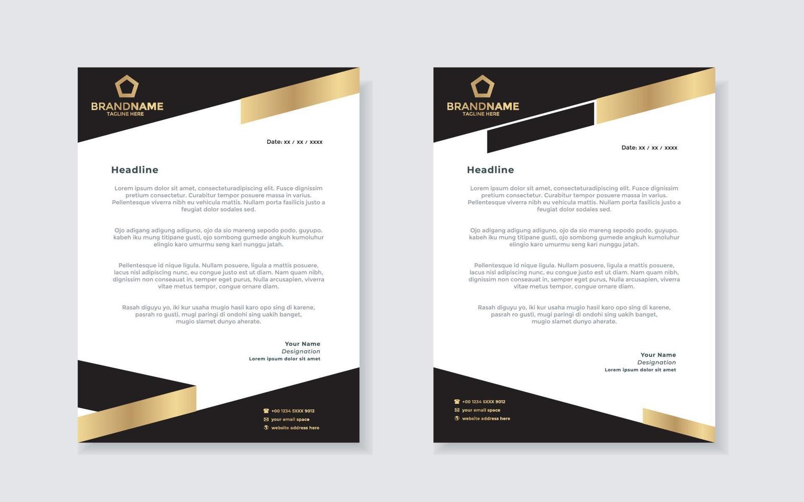 guld lyx brev design mall för företag brevpapper design vektor