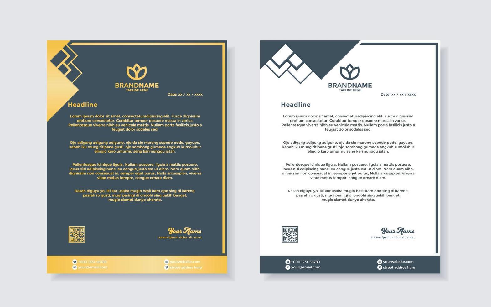 luxuriöse goldene Briefkopf-Designvorlage für Briefpapier für bearbeitbares Format von Unternehmen vektor