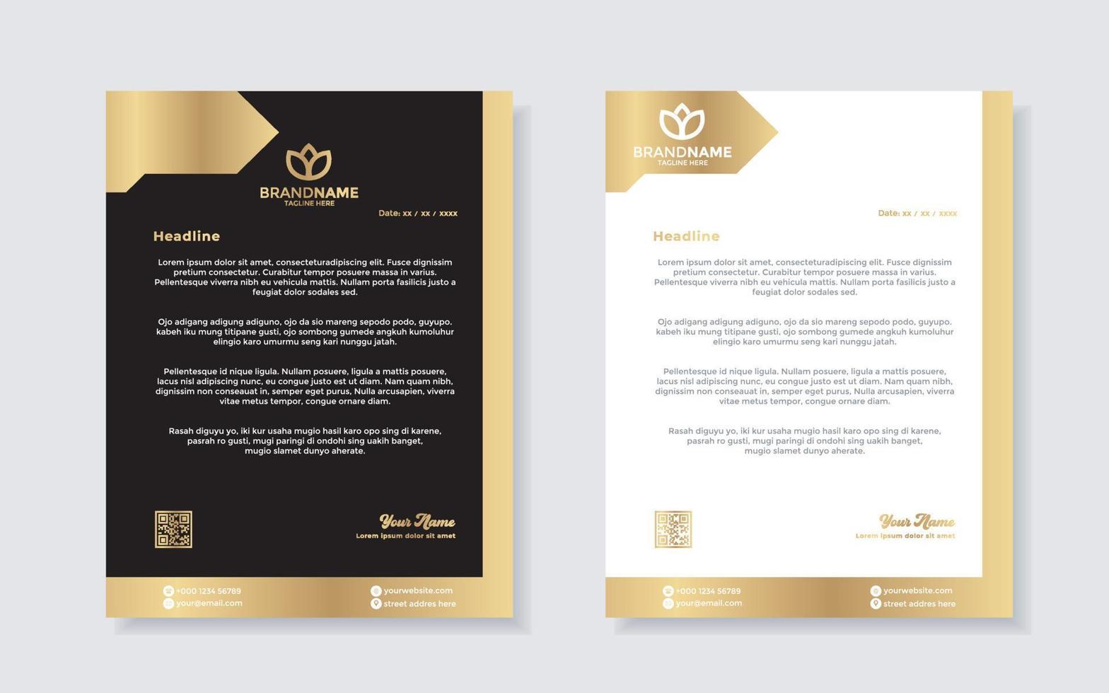 luxuriöse goldene Briefkopf-Designvorlage für Briefpapier für bearbeitbares Format von Unternehmen vektor