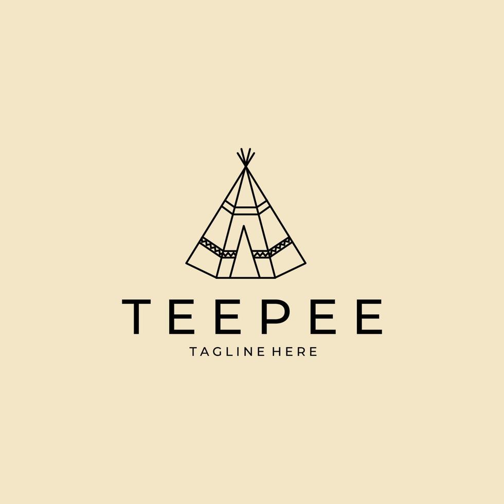 teepee indisk läger logotyp linje konst ikon mall design vektor