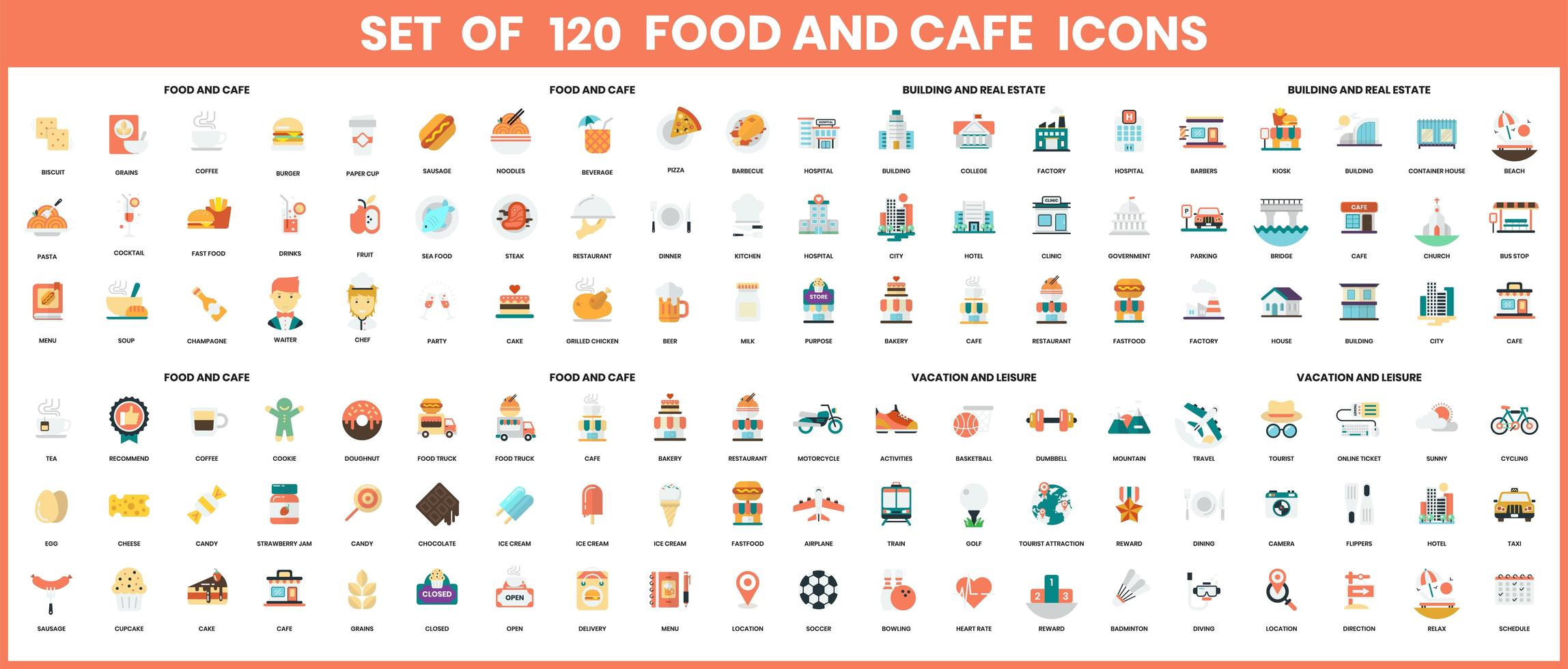 mat och café ikoner för företag vektor