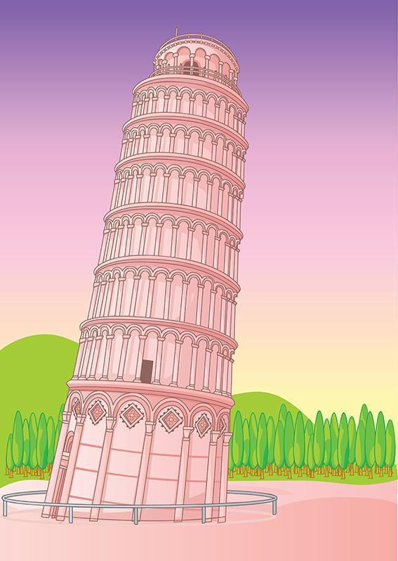 lutande tornet i Pisa Italien vektor