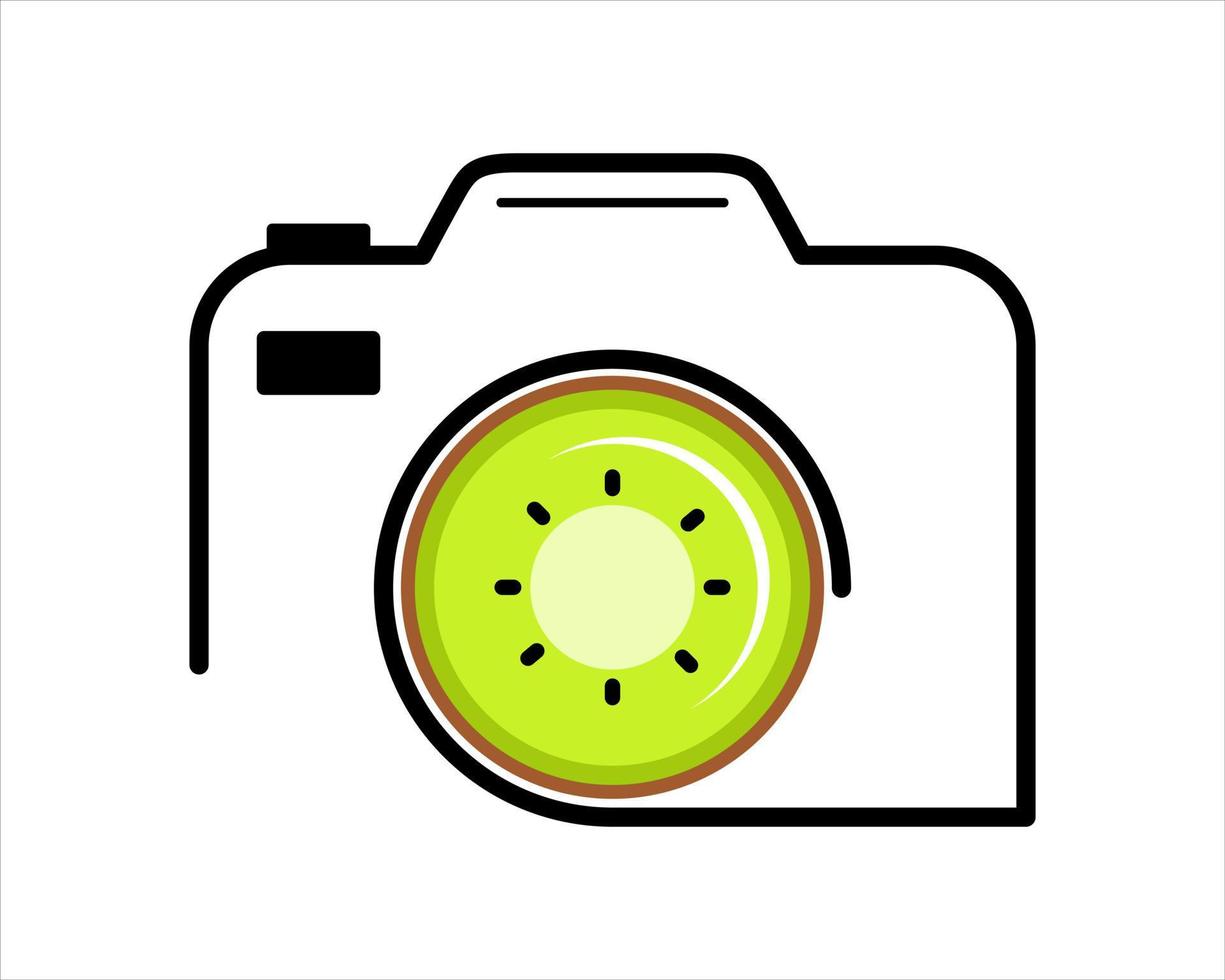 kamera med kiwi frukt inuti vektor