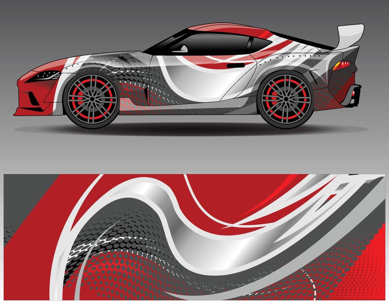 bil wrap design vektor. grafisk abstrakt stripe racing bakgrund kit designs för wrap fordon racer bil rally äventyr och livery vektor