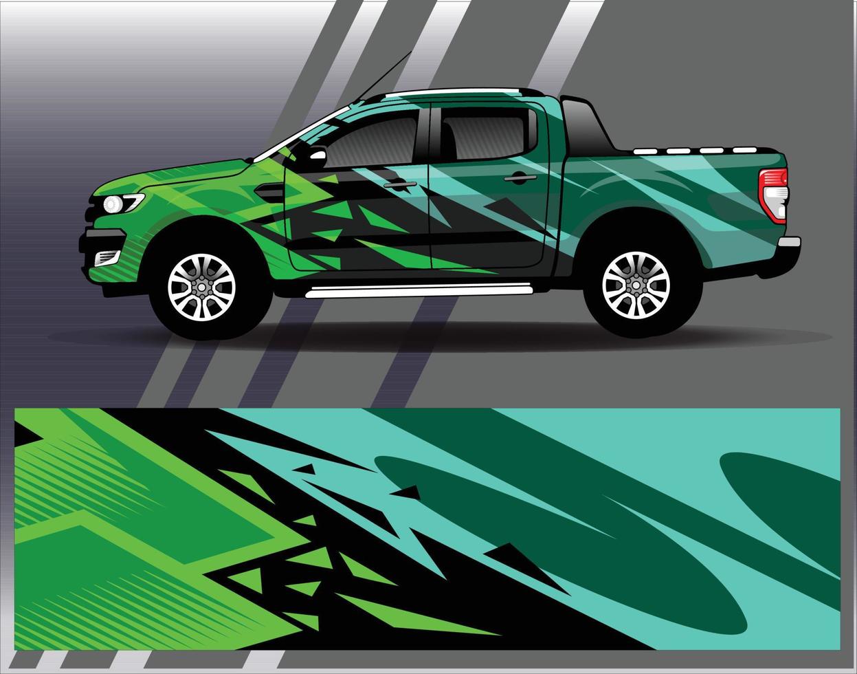 Auto-Wrap-Design-Vektor. grafische abstrakte Streifen-Rennhintergrund-Kit-Designs für Wrap-Fahrzeug-Rennwagen-Rallye-Abenteuer und Lackierungen vektor