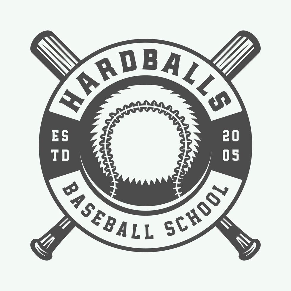årgång baseboll sport logotyp, emblem, bricka, märke, märka. svartvit grafisk konst illustration vektor
