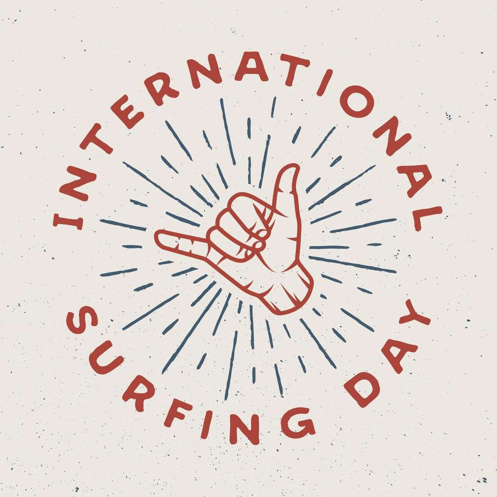 vintage surf-logo, emblem, abzeichen, etikett, marke. Internationales Surfen 2016 Tageskarte. Grafik-Design. Vektor-Illustration. vektor