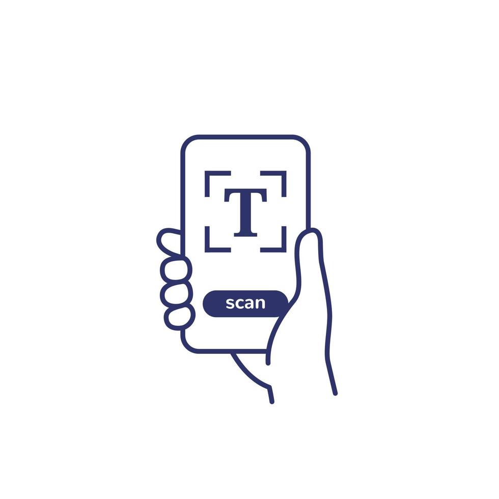 Textscan-Symbol mit einem Smartphone vektor