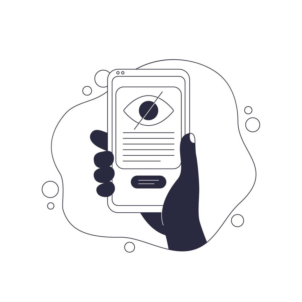 dold eller osynlig innehåll, telefon i hand vektor illustration