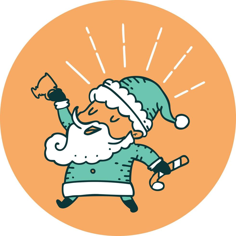 ikone des weihnachtsmann-weihnachtscharakters im tätowierungsstil feiert vektor