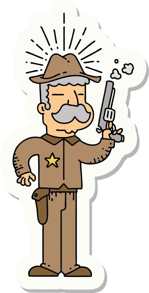 Aufkleber des Wildwest-Sheriffs im Tattoo-Stil vektor