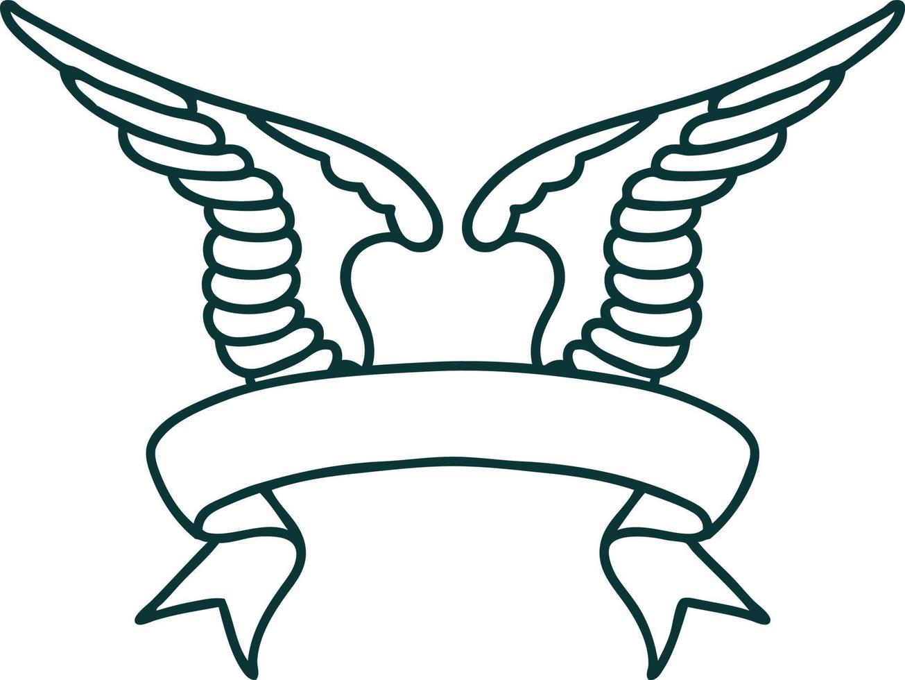 Tattoo mit Banner eines Flügels vektor