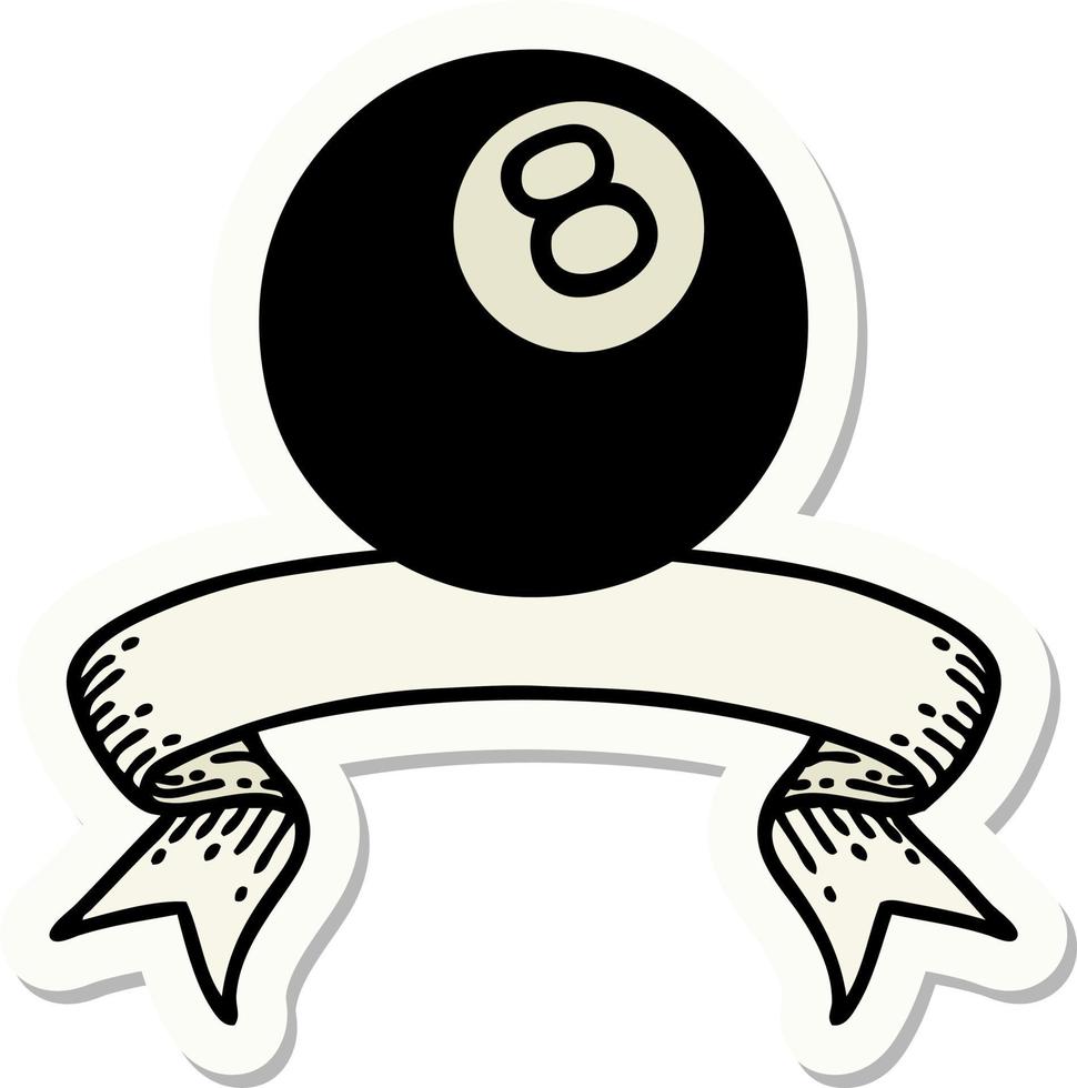 Tattoo-Aufkleber mit Banner eines 8-Balls vektor