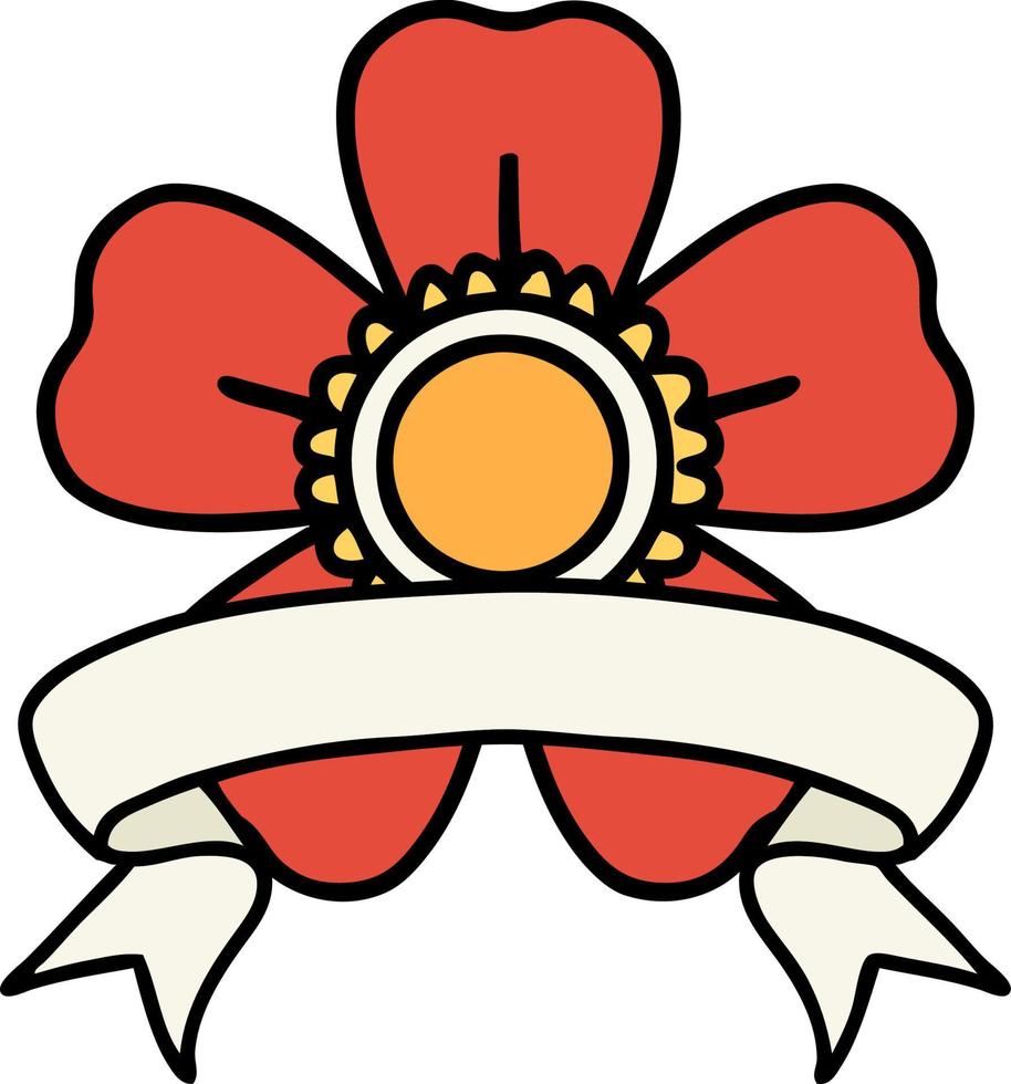 Tattoo mit Banner einer Blume vektor
