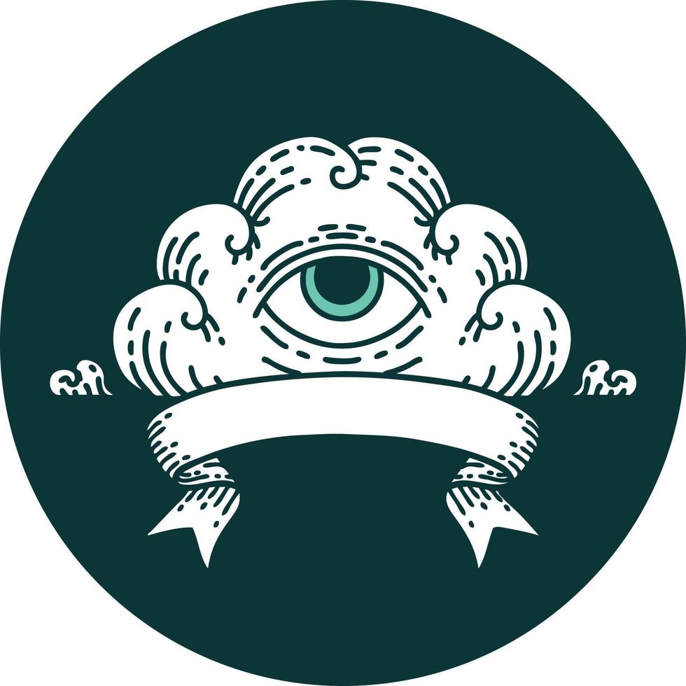 Symbol mit Banner einer allsehenden Augenwolke vektor