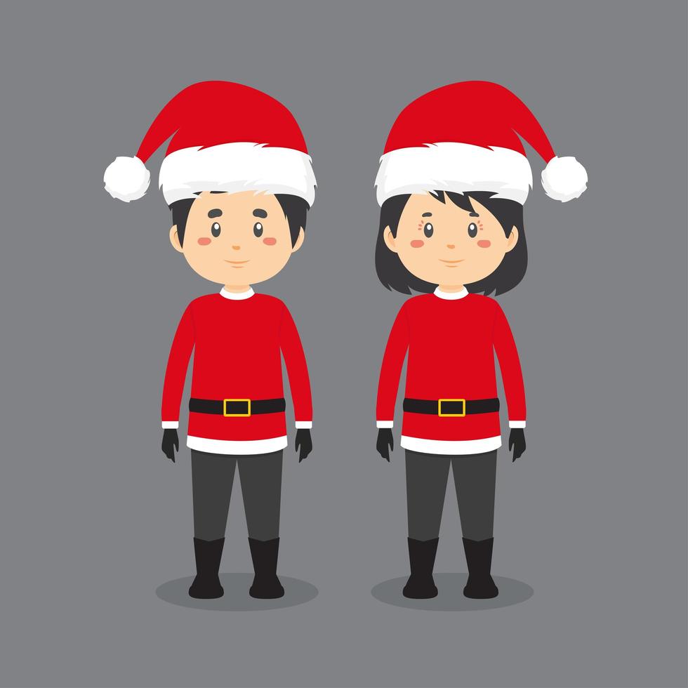 Paar trägt Santa Kostüm vektor