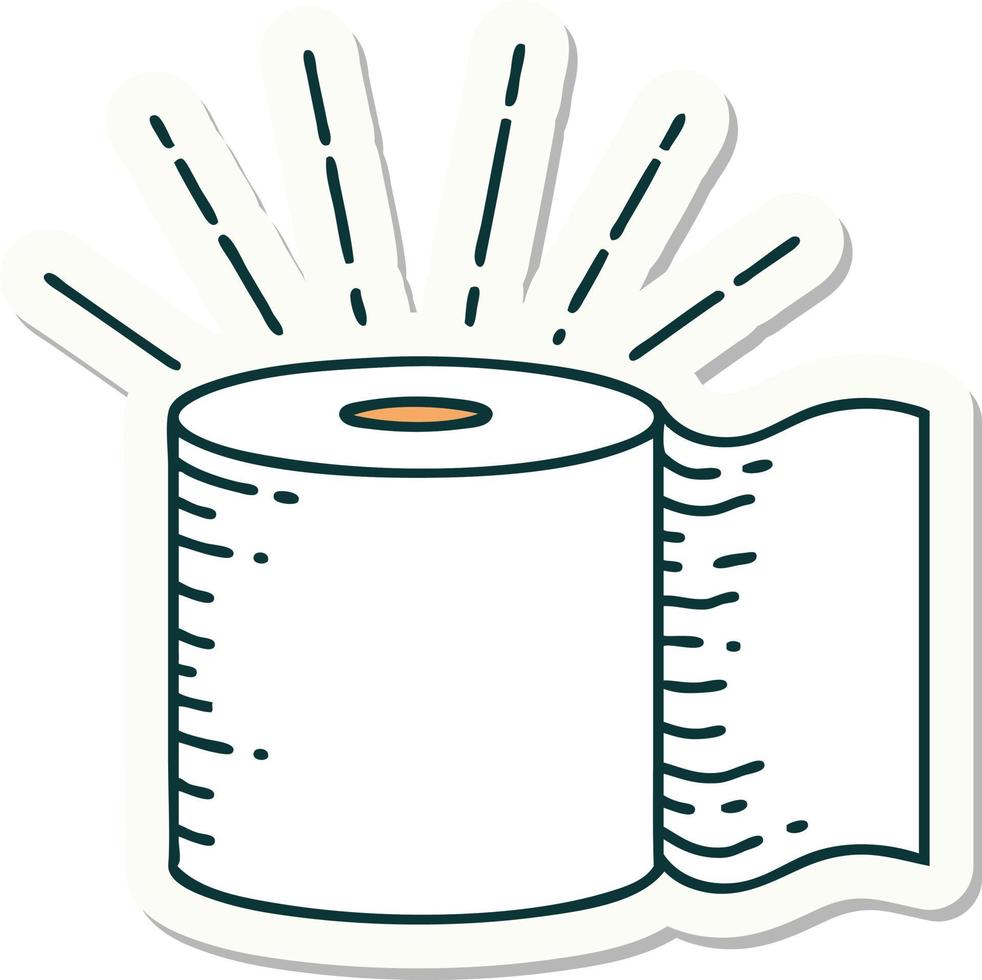 Aufkleber eines Toilettenpapiers im Tattoo-Stil vektor