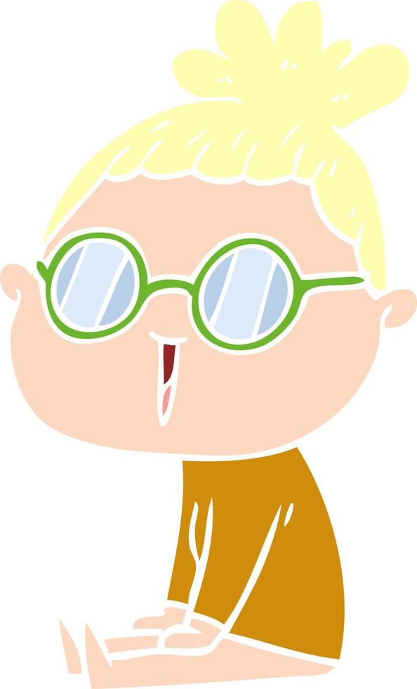 flache farbe karikaturfrau mit brille vektor