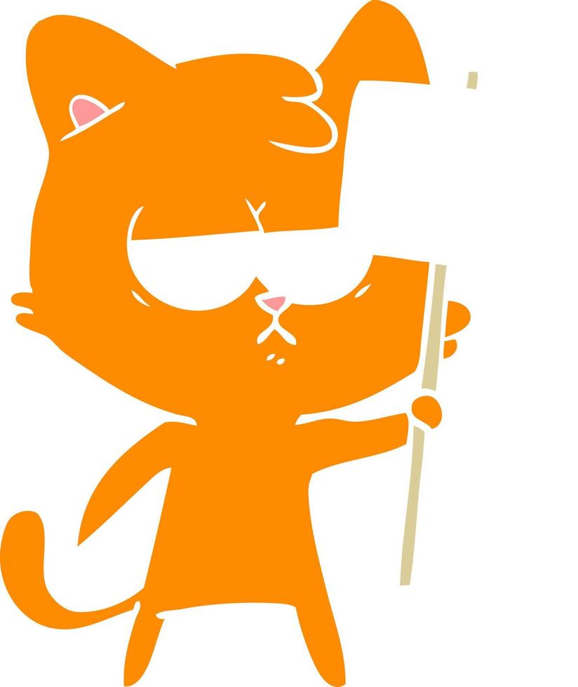 uttråkad platt Färg stil tecknad serie katt med tecken posta vektor
