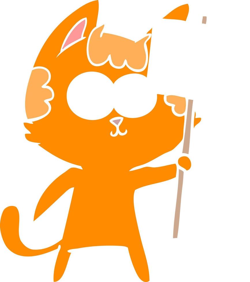 Lycklig platt Färg stil tecknad serie katt med tecken vektor