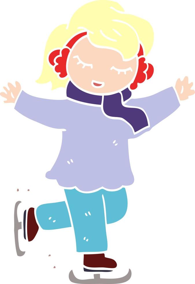 Cartoon Doodle Mädchen Eislaufen vektor