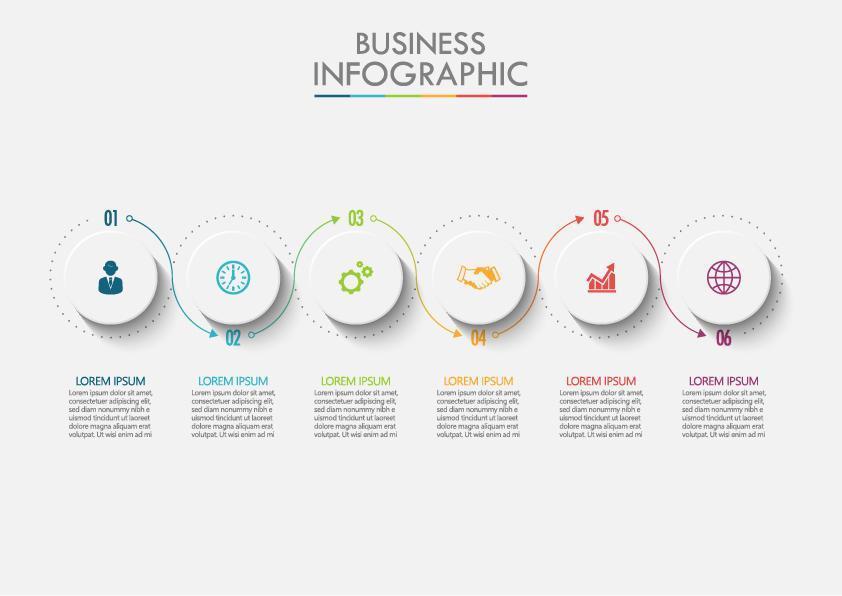 6 Schritt zirkuläre Business-Infografik-Vorlage vektor