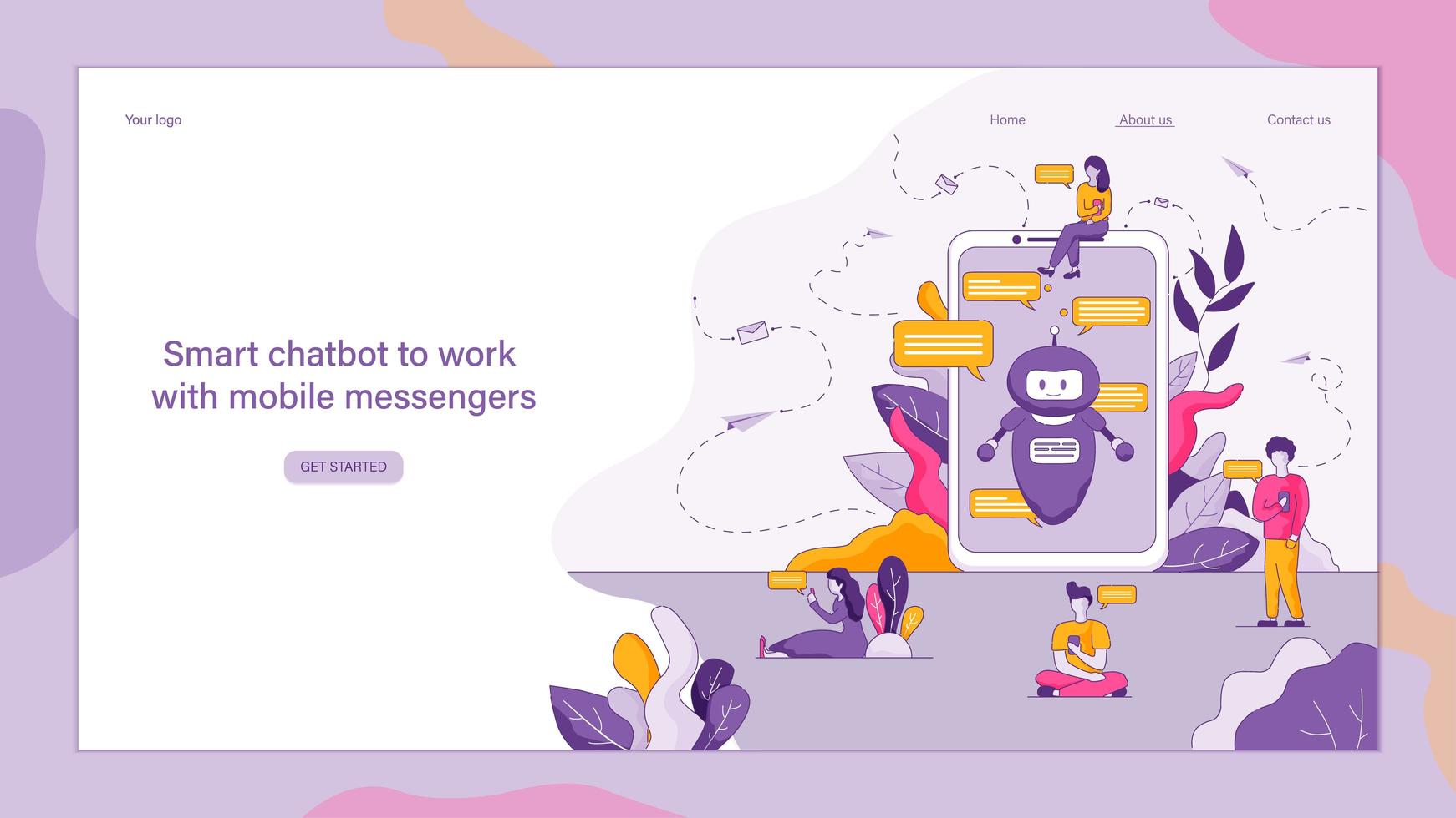 Flat Smart Chatbot für die Arbeit mit mobilen Messenger vektor