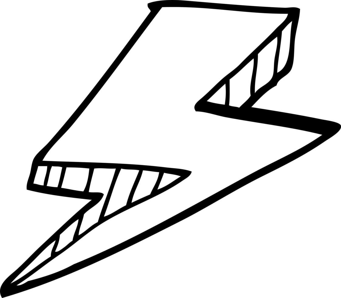 linje teckning tecknad serie blixt- bult vektor