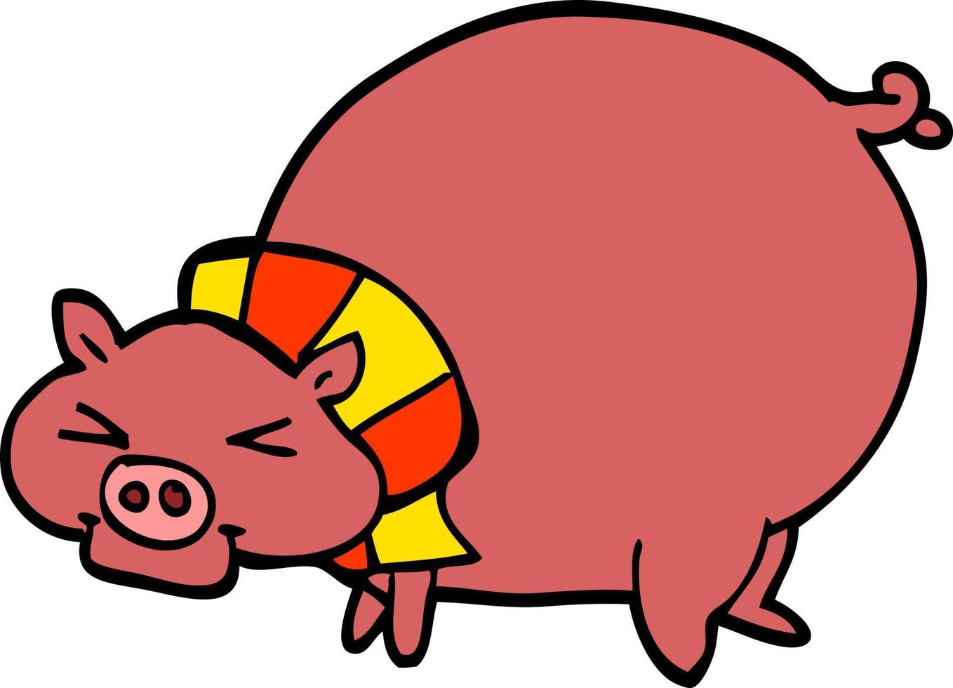 Cartoon-Doodle fettes Schwein vektor