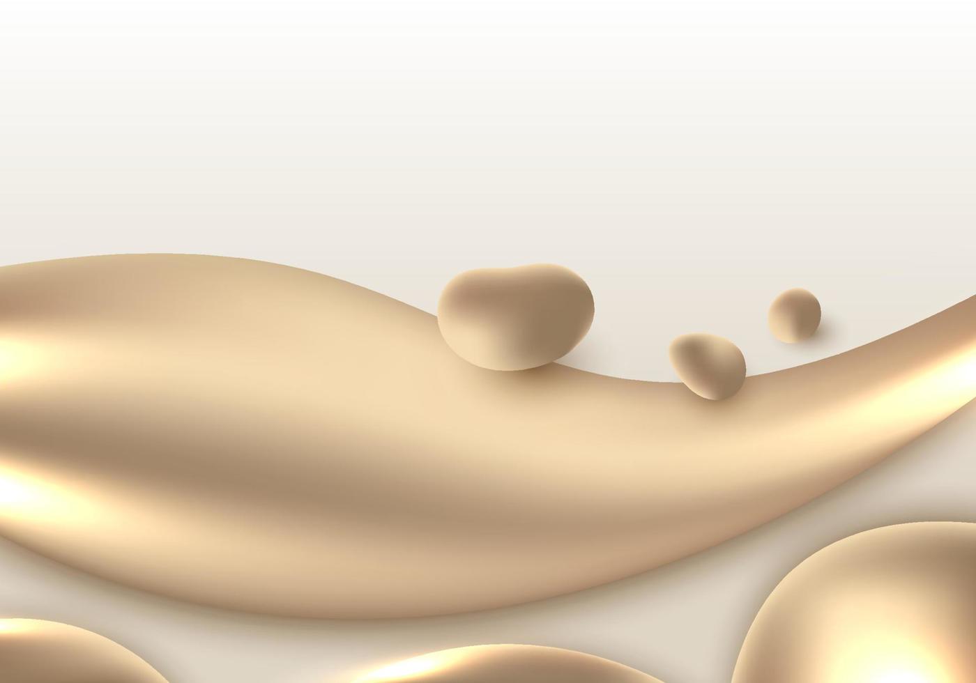 abstrakte goldene Flüssigkeit 3d oder Flüssigkeit, die auf Luxusart des weißen Hintergrundes fließt vektor