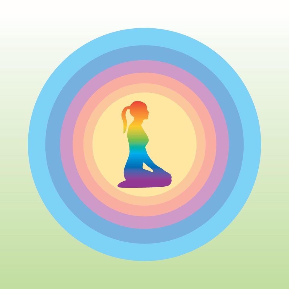 internationales Yoga-Tagesplakat mit aufstellender Regenbogenschattenbild vektor
