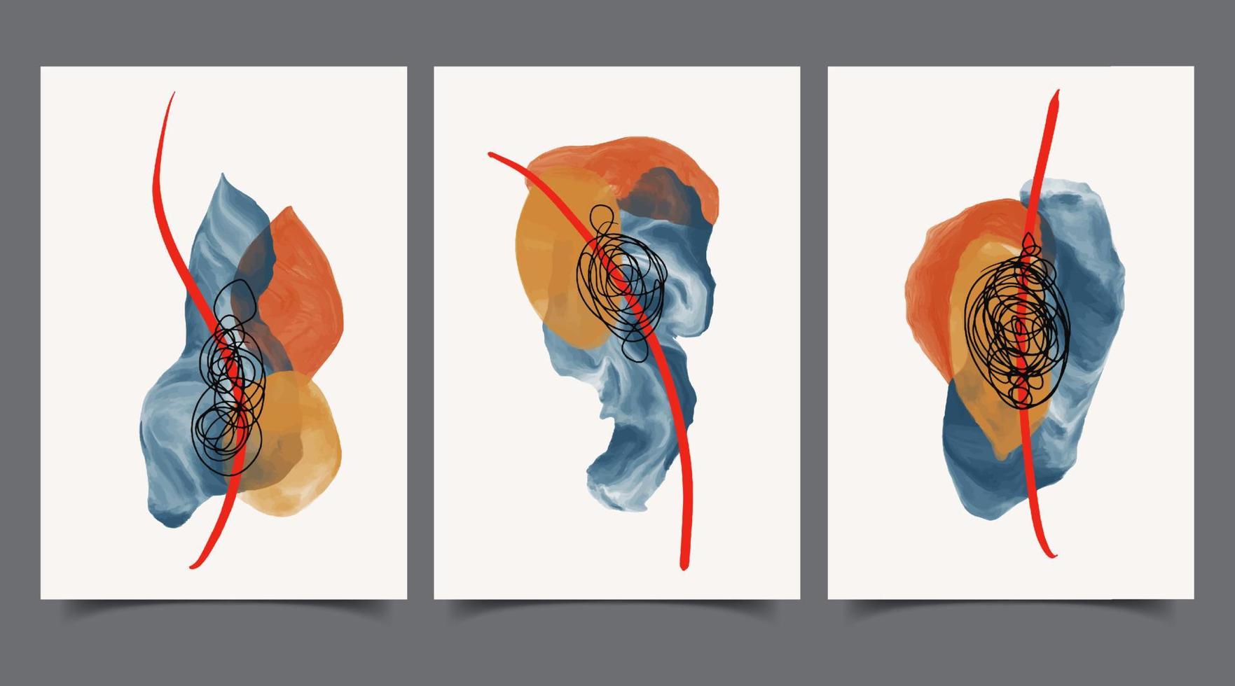 satz kreativer minimalistischer handgemalter illustrationen für wanddekoration, postkarten- oder broschürencover-design vektor