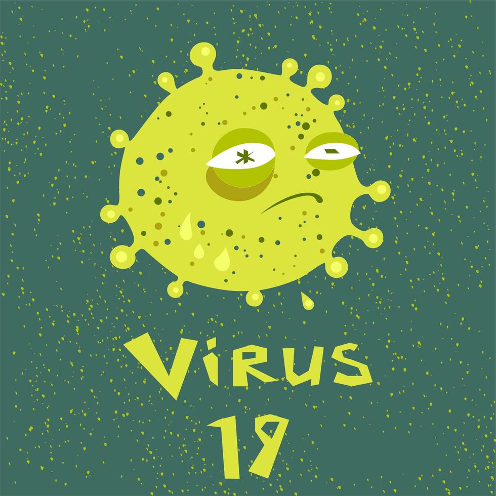 sorgligt coronavirus i en tecknad stil vektor