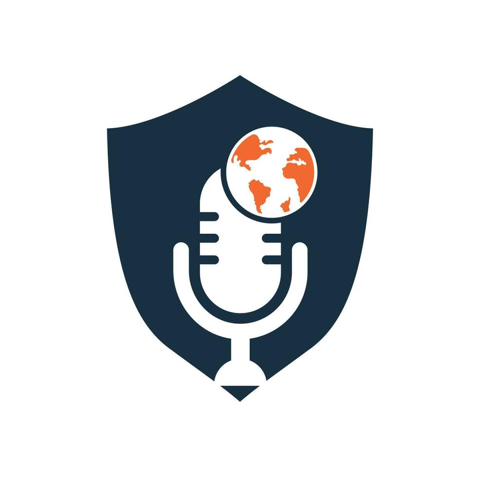 globales Podcast-Logo-Design. Broadcast-Entertainment-Business-Logo-Vorlage-Vektor-Illustration. vektor