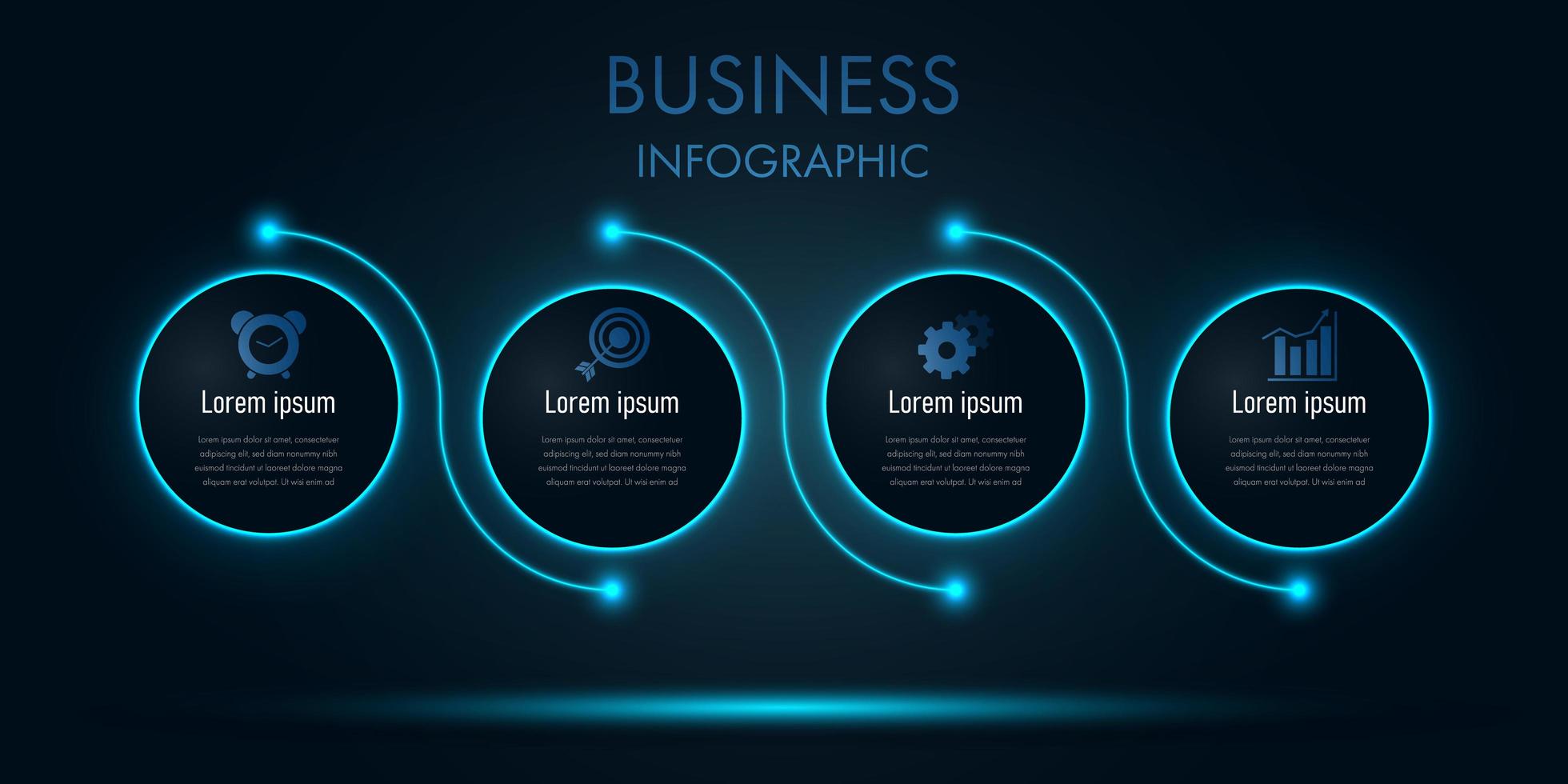 blaue Neon-Geschäftskreis-Infografikschablone vektor