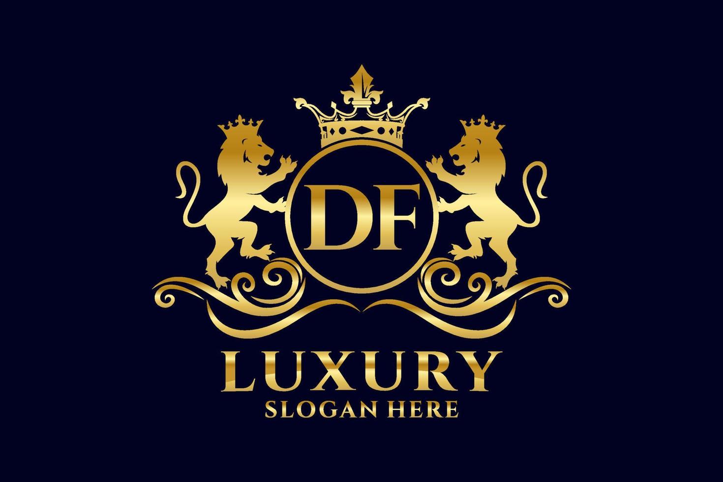 Initial df Letter Lion Royal Luxury Logo Vorlage in Vektorgrafiken für luxuriöse Branding-Projekte und andere Vektorillustrationen. vektor