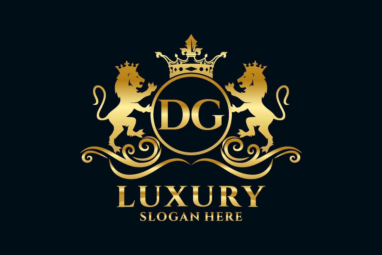 Anfangsbuchstabe dg lion royal Luxus-Logo-Vorlage in Vektorgrafiken für luxuriöse Branding-Projekte und andere Vektorillustrationen. vektor