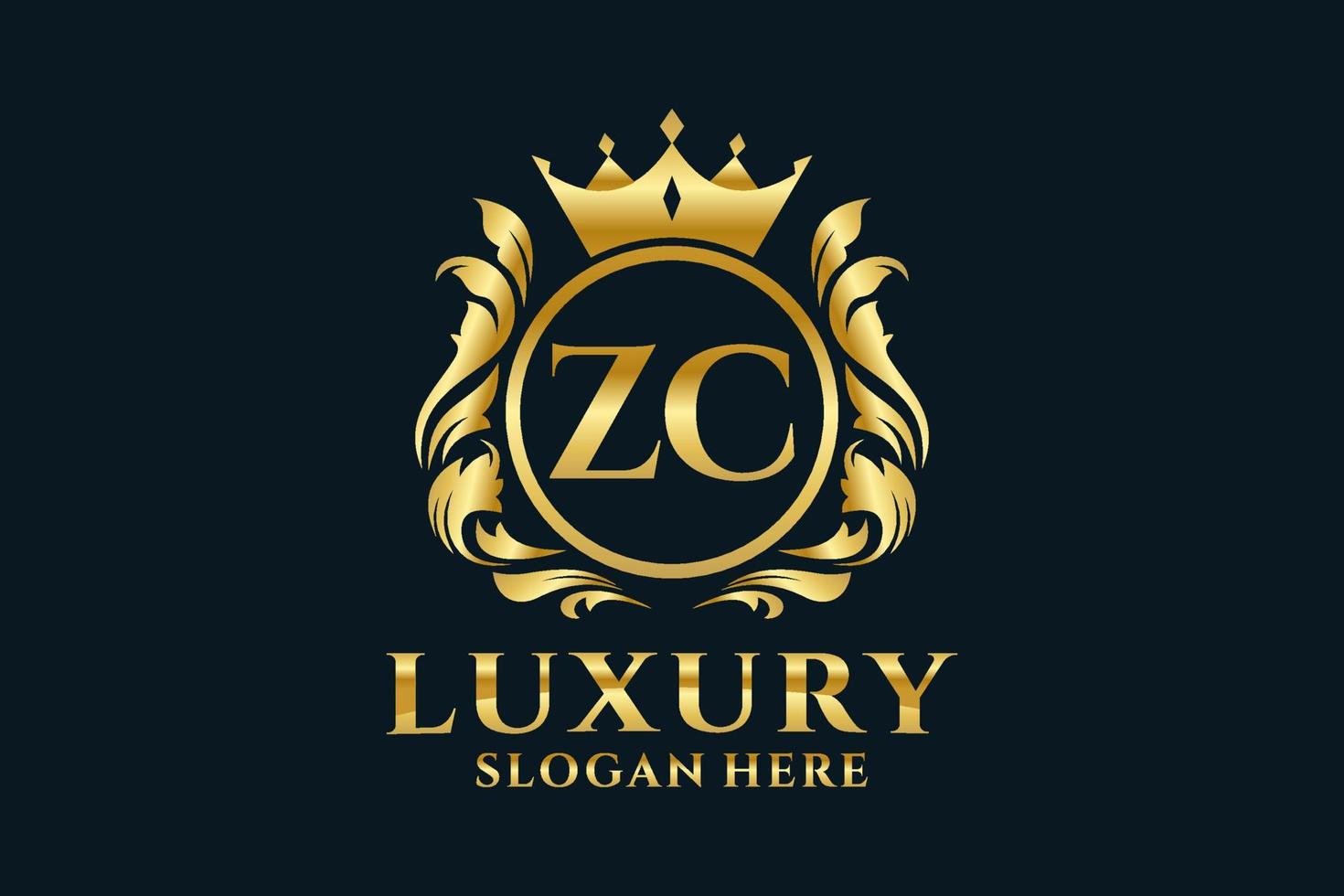 Royal Luxury Logo-Vorlage mit anfänglichem ZC-Buchstaben in Vektorgrafiken für luxuriöse Branding-Projekte und andere Vektorillustrationen. vektor