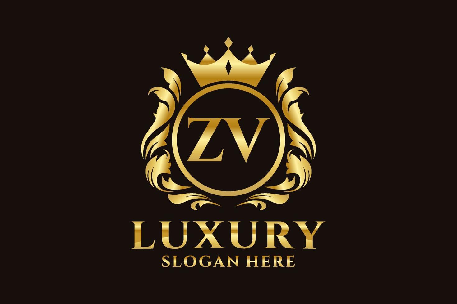 Royal Luxury Logo-Vorlage mit anfänglichem zv-Buchstaben in Vektorgrafiken für luxuriöse Branding-Projekte und andere Vektorillustrationen. vektor