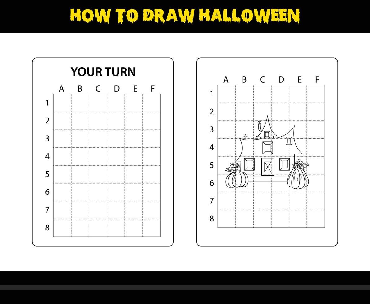 på vilket sätt till dra halloween för ungar. halloween teckning skicklighet färg sida för ungar. vektor