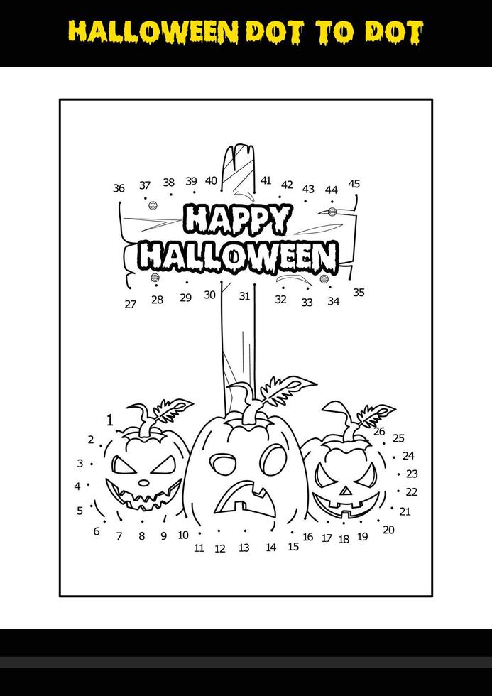 halloween punkt till punkt färg sida för ungar. linje konst färg sida design för ungar. vektor