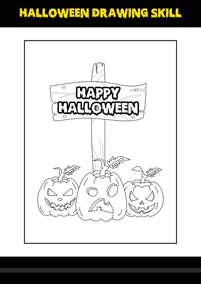 halloween teckning skicklighet för ungar. halloween teckning skicklighet färg sida för ungar. vektor