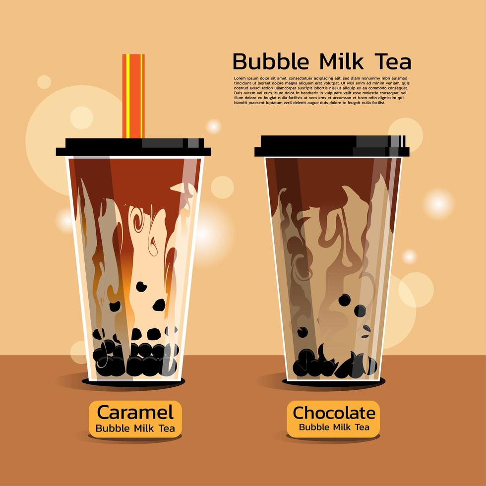 zwei Geschmacksrichtungen von Bubble Milk Tea vektor