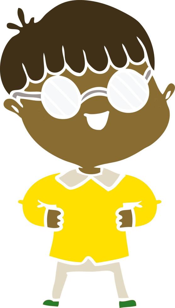 Cartoon-Junge im flachen Farbstil mit Brille vektor